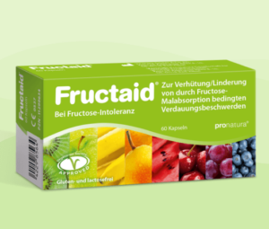 Packung von Fructaid Tabletten zur Einnahme bei Fructose-Intoleranz.